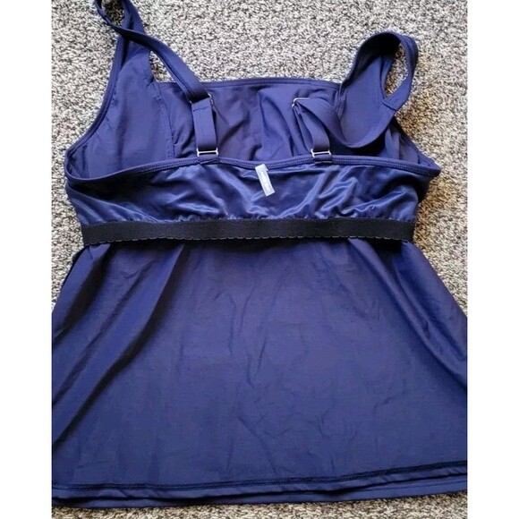 Lands' End 20W DDD Square Neck Tankini Swim Top Navy 2X Underwire  S628 - Picture 3 of 7